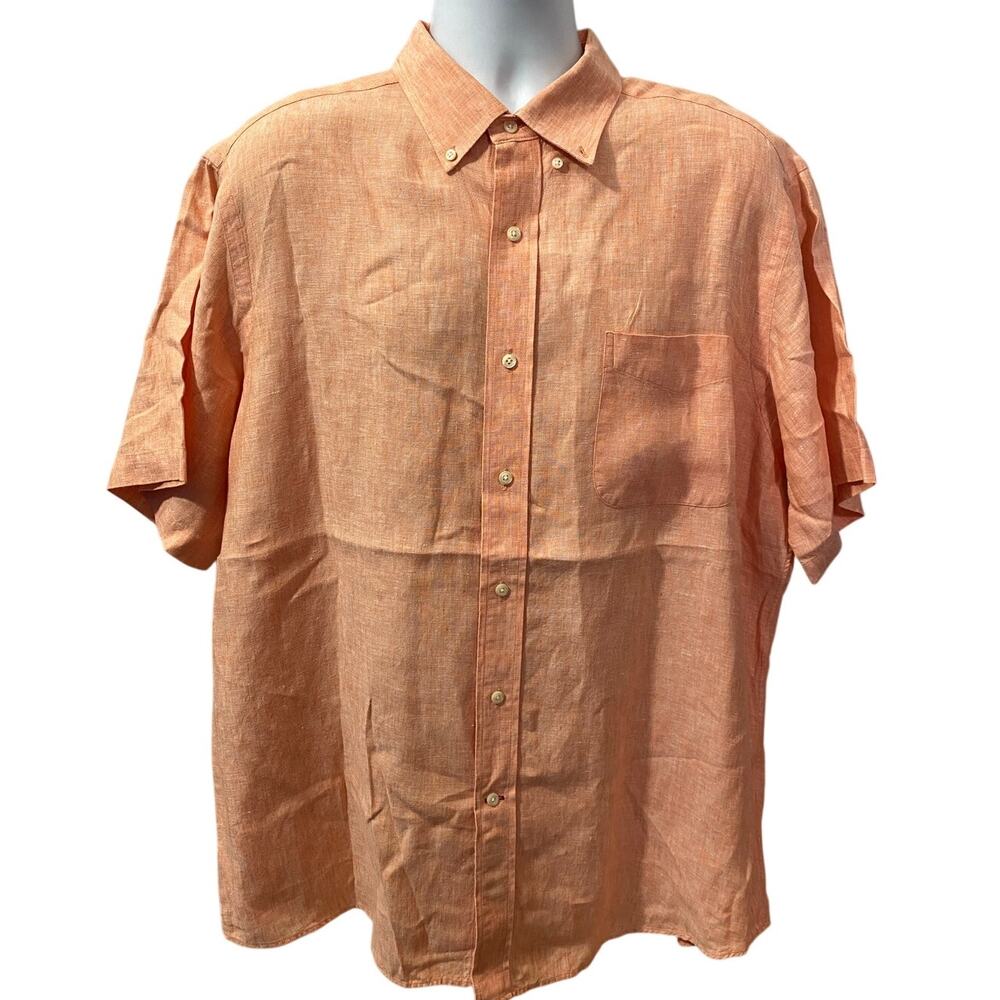 DANIEL CREMIEUX CLASSICS LINEN SHIRT — Solid Orange Button Down Men's XL